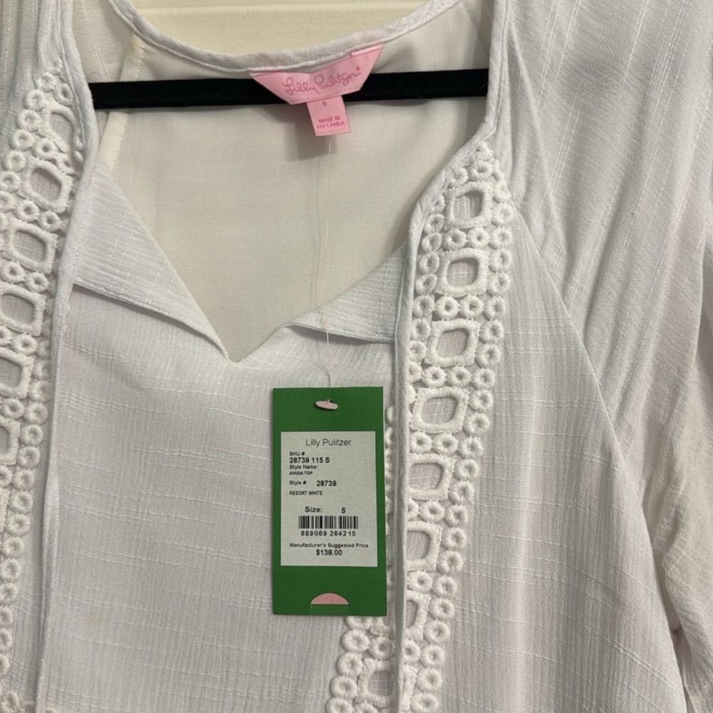 Lilly Pulitzer Amisa Top Resort White Tassels Lace Flounce Hem Size Small NWT - Picture 4 of 5